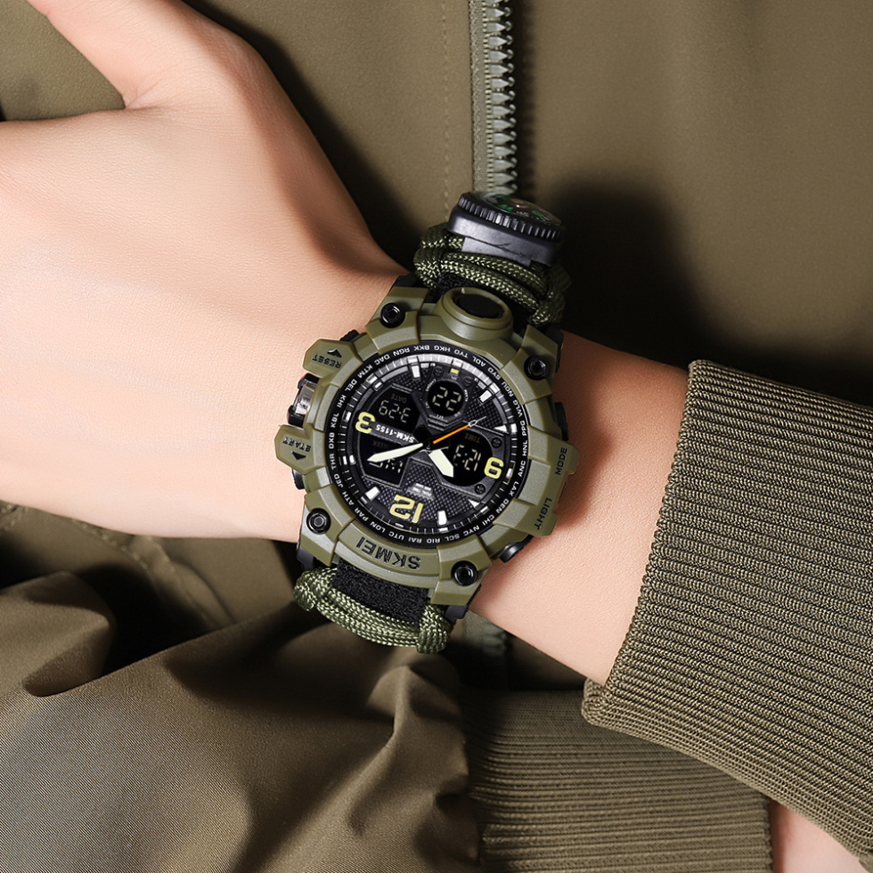 large Годинник чоловічий Skmei 1155BNAG Army Green 3